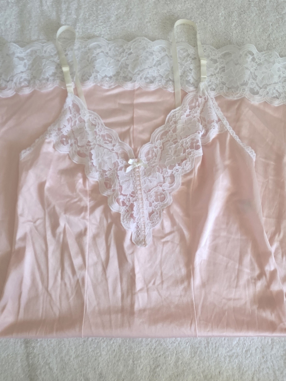 VTG 1980s Carriage Court Sears Pink Lace Slip Dress Nightgown – Size 38 (M/L)